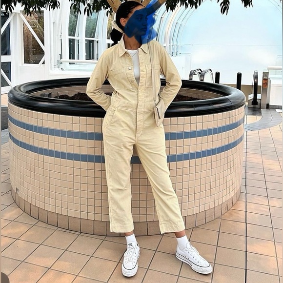 Amo Denim Corduroy Skip Jumpsuit in colour “bare” size Medium Fall Outfit - Picture 1 of 13